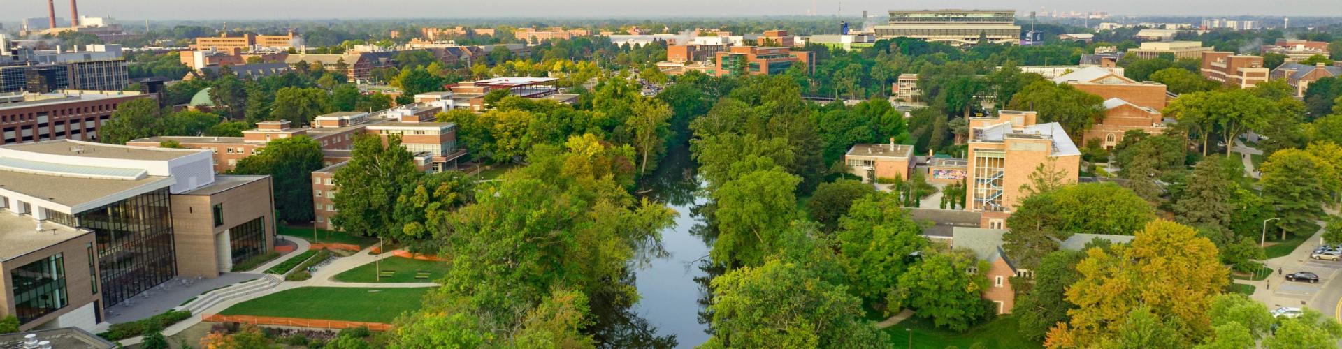 Arial photograph of MSU's campus